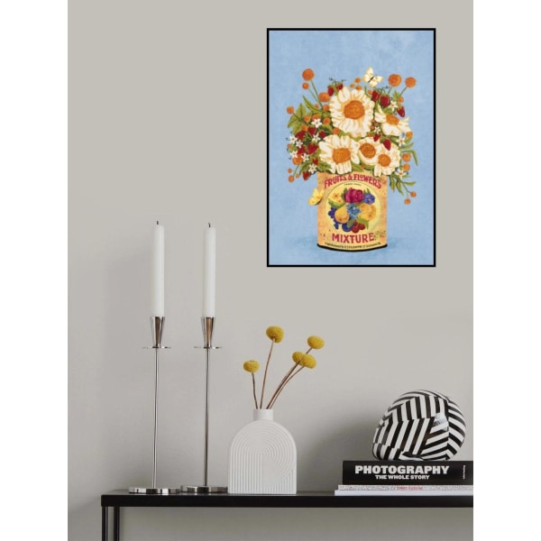 Blomster i en vintage tekande MultiColor 50x70 cm