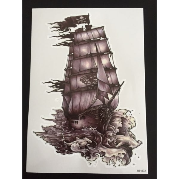 Tillfällig Tatuering 21 x 15cm - sjörövarskepp