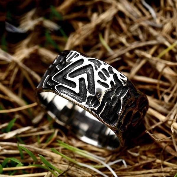Ring - Nordisk mytologi - Valknut med mönster #12