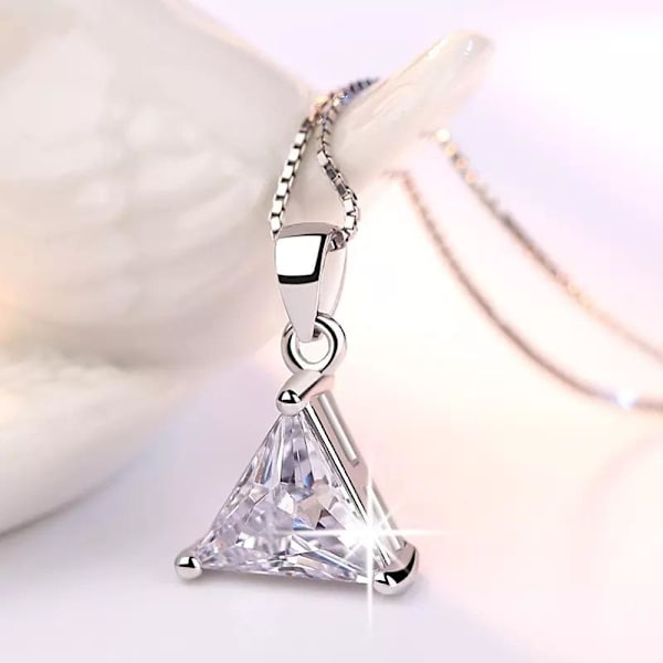Triangle necklace - silver color with rhinestone