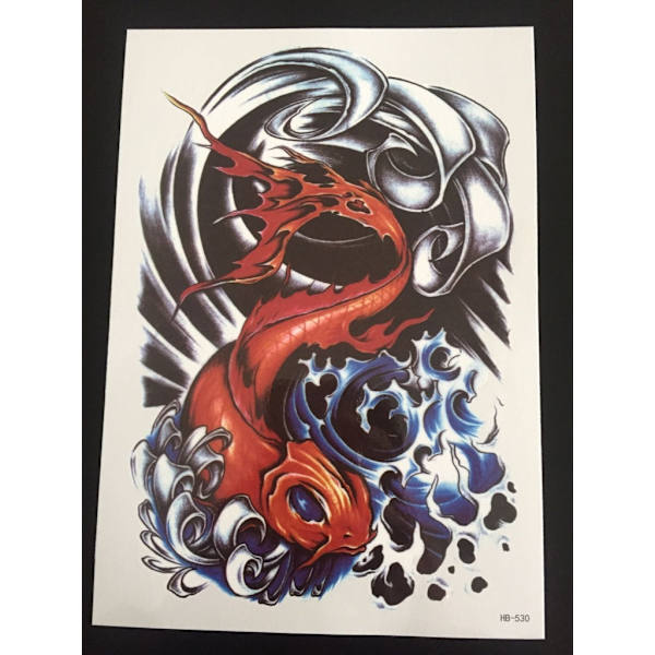 Midlertidig tatovering 21 x 15 cm – fisk og hav