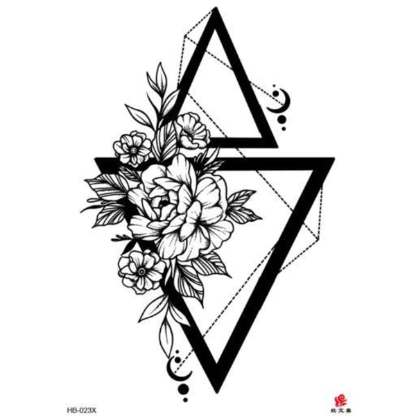 Tillfällig Tatuering 21 x 15cm - Mönster m blommor