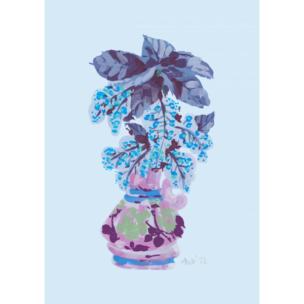 Blooming Vase In Blue MultiColor 30x40 cm