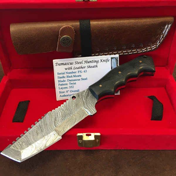 Handgjord Jaktkniv Damascus Svart