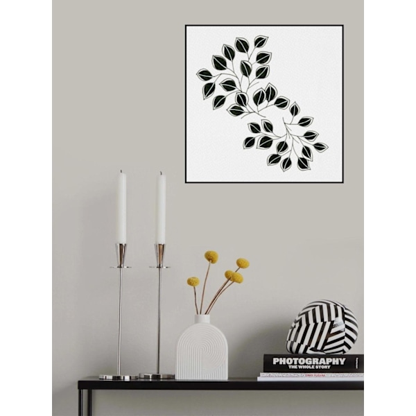 Flowing Leaves Black White MultiColor 50x70 cm