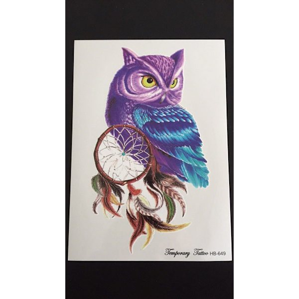Tillfällig Tatuering 21 x 15cm - Psychedelic Owl