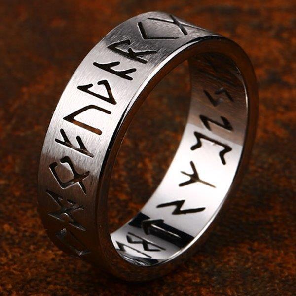 Ring - Nordic Mythology - Runes - Stainless steel - High quality #13