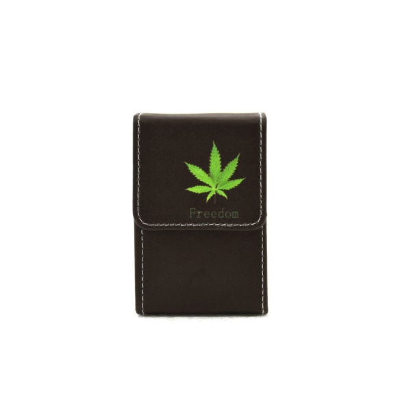Belt Cigarette case - Mörk brun löv multifärg