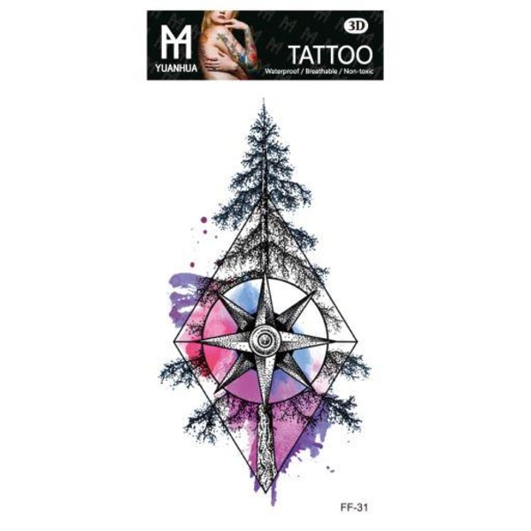 Väliaikainen tatuointi 19 x 9cm - Kuusi tähdellä