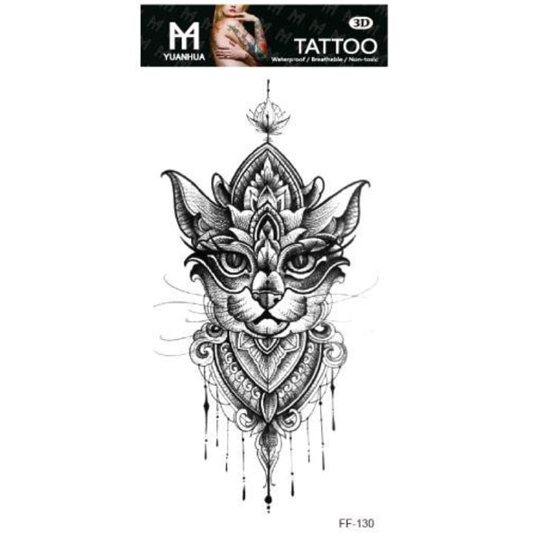 Tillfällig Tatuering 19 x 9cm - Kattmotiv