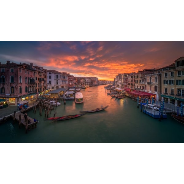 Grand Canal ved solnedgang, set fra Rialtobroen, Venedig. MultiColor 30x40 cm