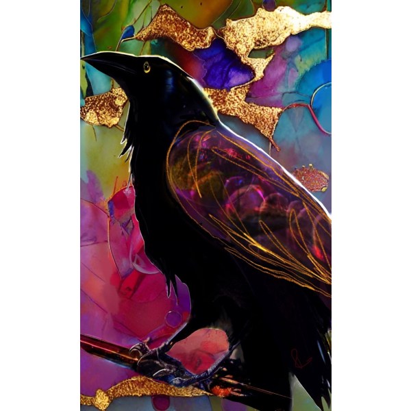 Raven With Pink And Gold MultiColor 30x40 cm