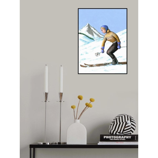 Girl Skiing Downhill MultiColor 50x70 cm