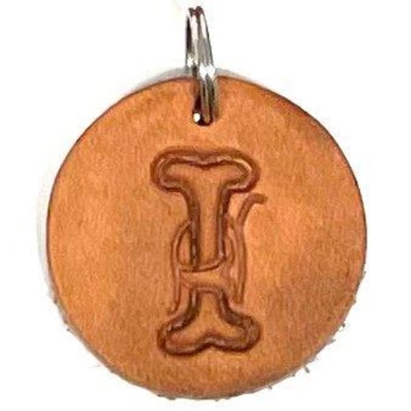 Handmade pendant of swedish leather with old english letter Nature I