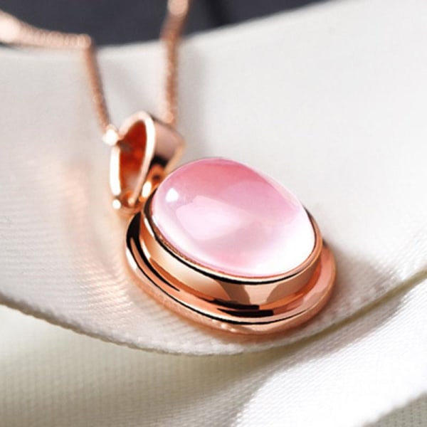 Necklace - rose gold color with imitation pearl