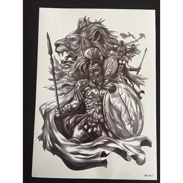 Tillfällig Tatuering 21 x 15cm - gladiator lejon