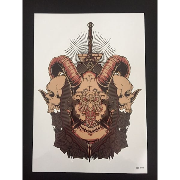 Tillfällig Tatuering 21 x 15cm - scull buck/bock skalle