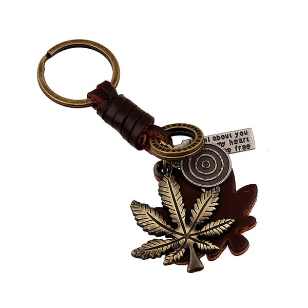 Vacker nyckelring i Steampunk-stil -  cannabisplanta