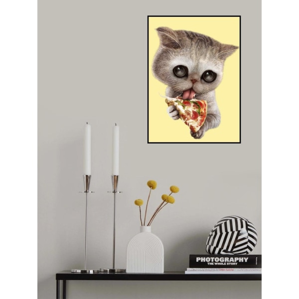 Kat elsker pizza MultiColor 50x70 cm