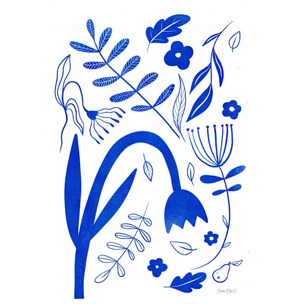 Blue Flowers MultiColor 21x30 cm