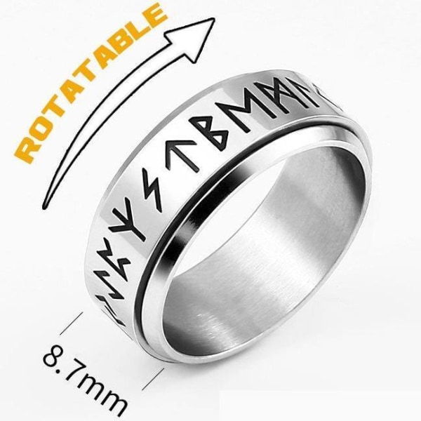 Ring - Nordic Mythology - Anti-stress - Runes - Stainless steel - High quality #12