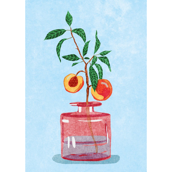 Peach Tree In Vase MultiColor 21x30 cm