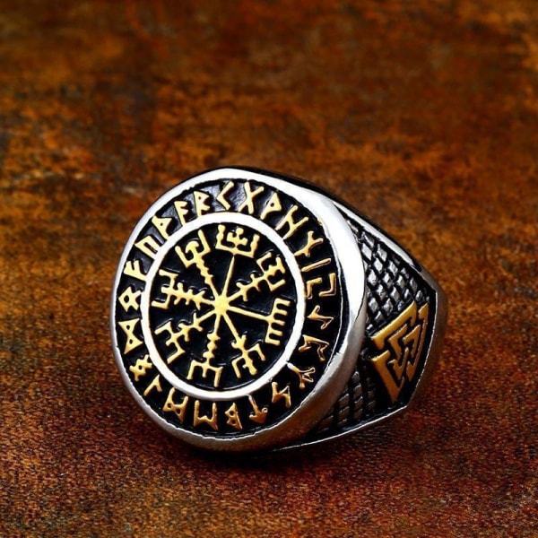 Ring - Nordisk Mytologi - Vegvisir guld #13