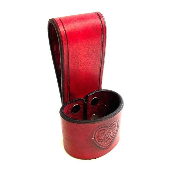 Handmade beltholder for axes and tools - swedish premium leather product Red