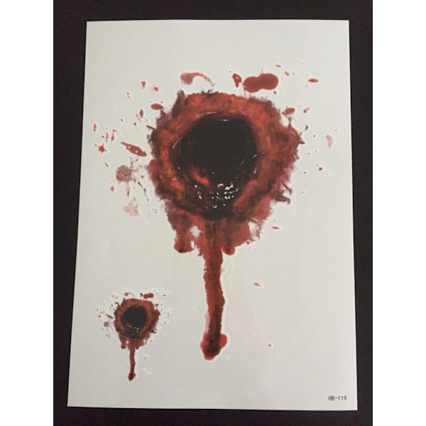 Tillfällig Tatuering 21 x 15cm - Bullet hole