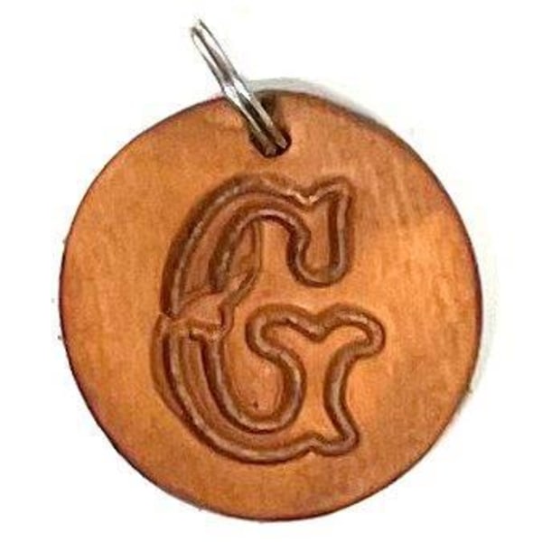 Handmade pendant of swedish leather with old english letter Nature G