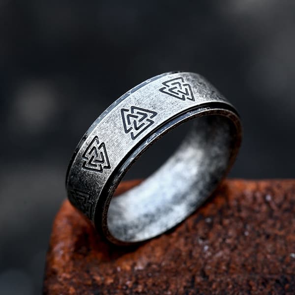 Valknutring i antik silver, 8 mm – storlek 7 #7