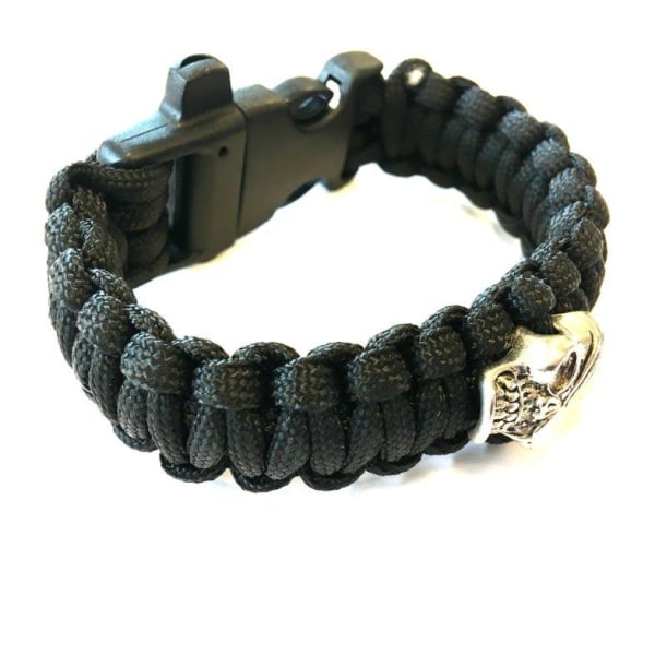 Paracord bracelet with cool scull - black svart