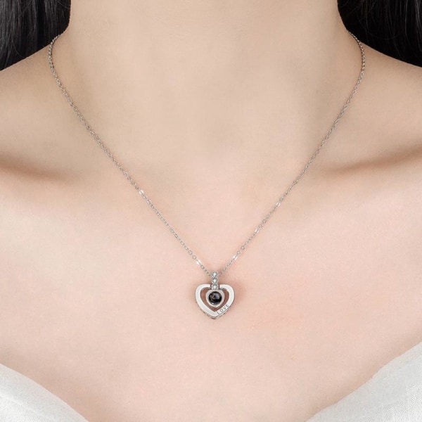 Projection necklace - Silver color with rhinestone