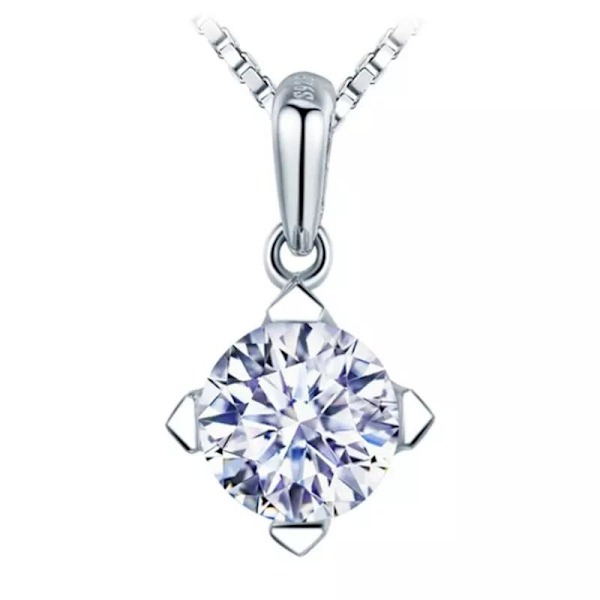 Necklace - silver color with rhinestone