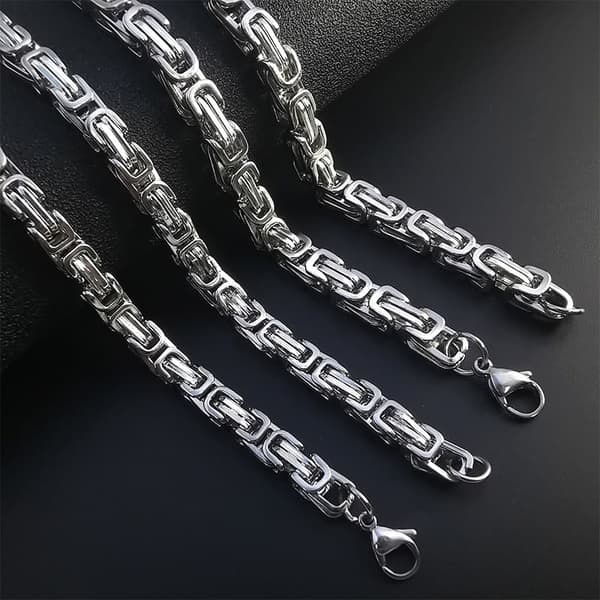 Halsbandskedja kejsarlänk – silverfärgad, 6 mm, 80 cm 6mm*80cm