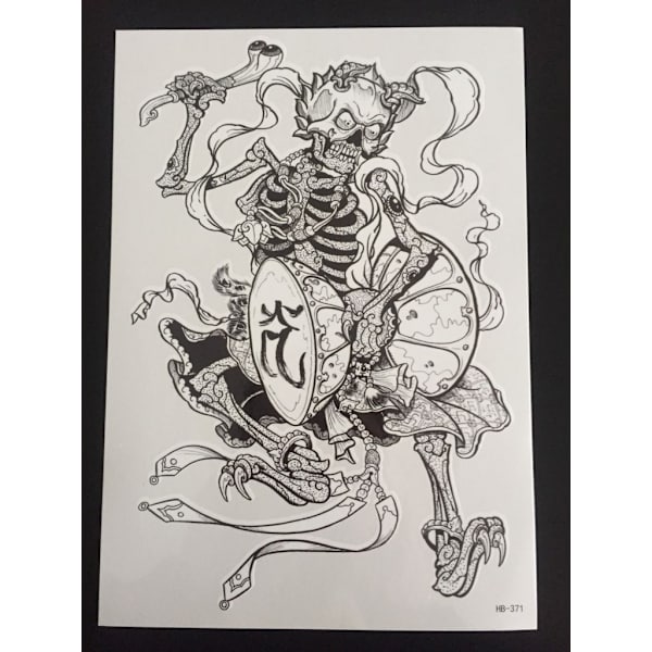 Tillfällig Tatuering 21 x 15cm - trummande skelette