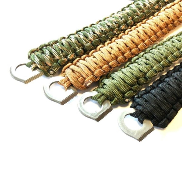 Extra big Paracord Bracelet - 6m paracord firesteel/striker brun