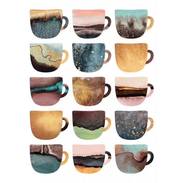 Earthy Coffee Cups MultiColor 70x100 cm