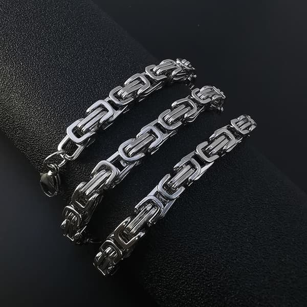 Byzantine bracelet chain – silver-coloured, 8 mm, 23 cm 8mm*23cm