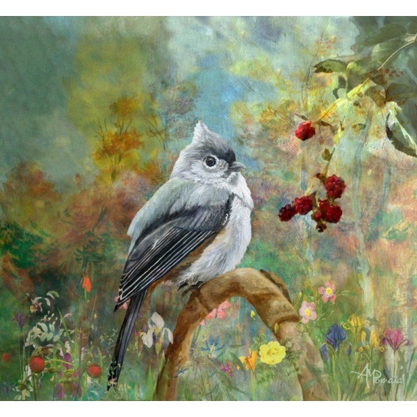 Titmouse In The Berries Garden MultiColor 21x30 cm