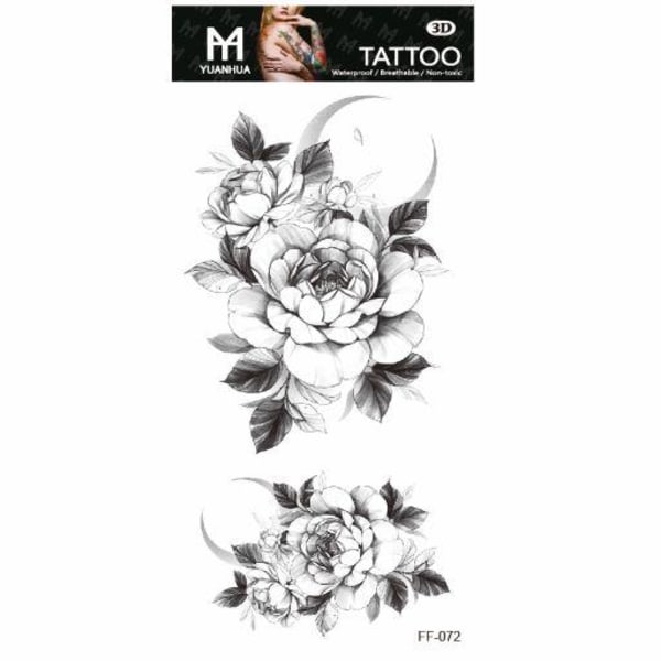 Tillfällig Tatuering 19 x 9cm - Två buntar rosor över avtagande skära