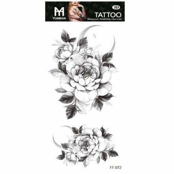Väliaikainen tatuointi 19 x 9cm - Kaksi ruusukimppua haalistumisen päällä