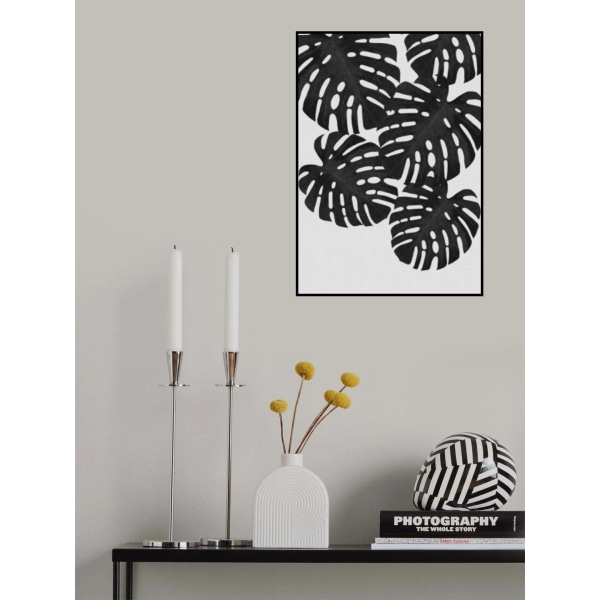 Monstera Leaf Black A White I MultiColor 21x30 cm