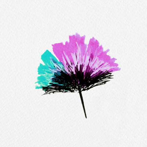 Single Feathery Flower Mint Lavender MultiColor 21x30 cm