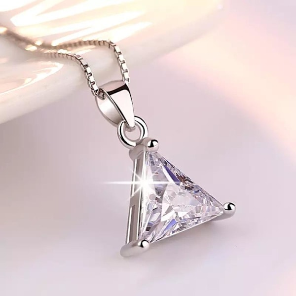 Triangle necklace - silver color with rhinestone
