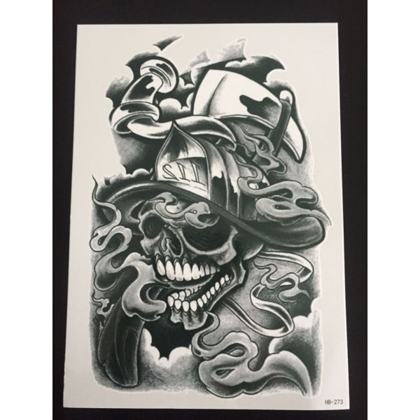 Tillfällig Tatuering 21 x 15cm - fireman skelleton