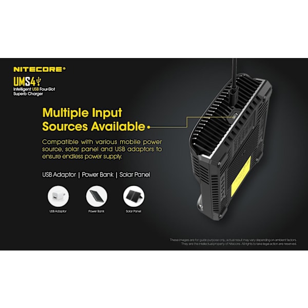 UMS4 - NITECORE Snabb USB Laddare Svart