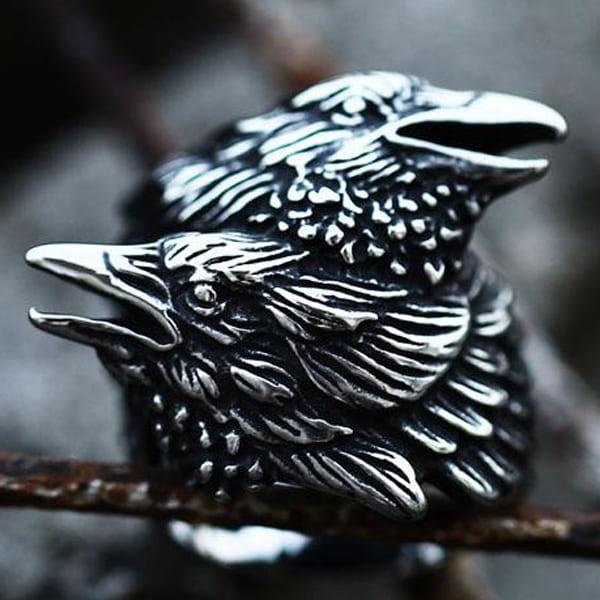 Ring - Norse Mythology - Odins ravens - Stainless steel - High quality #13