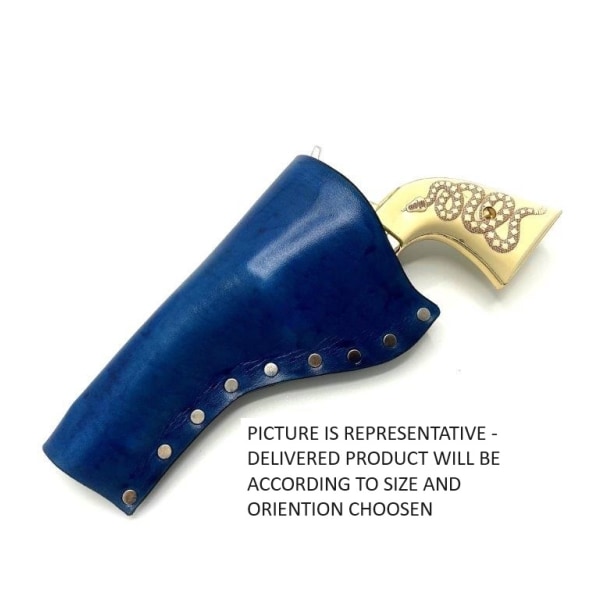 JJ Custom Works - Colt .45 Peacemaker Holster - Left - 2.25" - Blue - Plain - Nickel Studs Left side - 2,25"