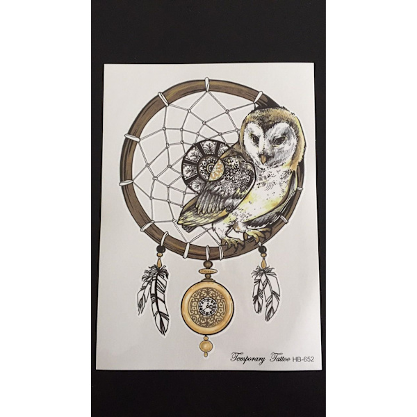 Tillfällig Tatuering 21 x 15cm - Dreamcatching Owl